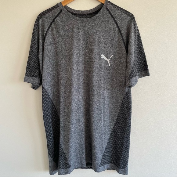 Puma Men's evoKNIT Short Sleeve Performance Tee Size XL Dark Gray - Picture 1 of 10